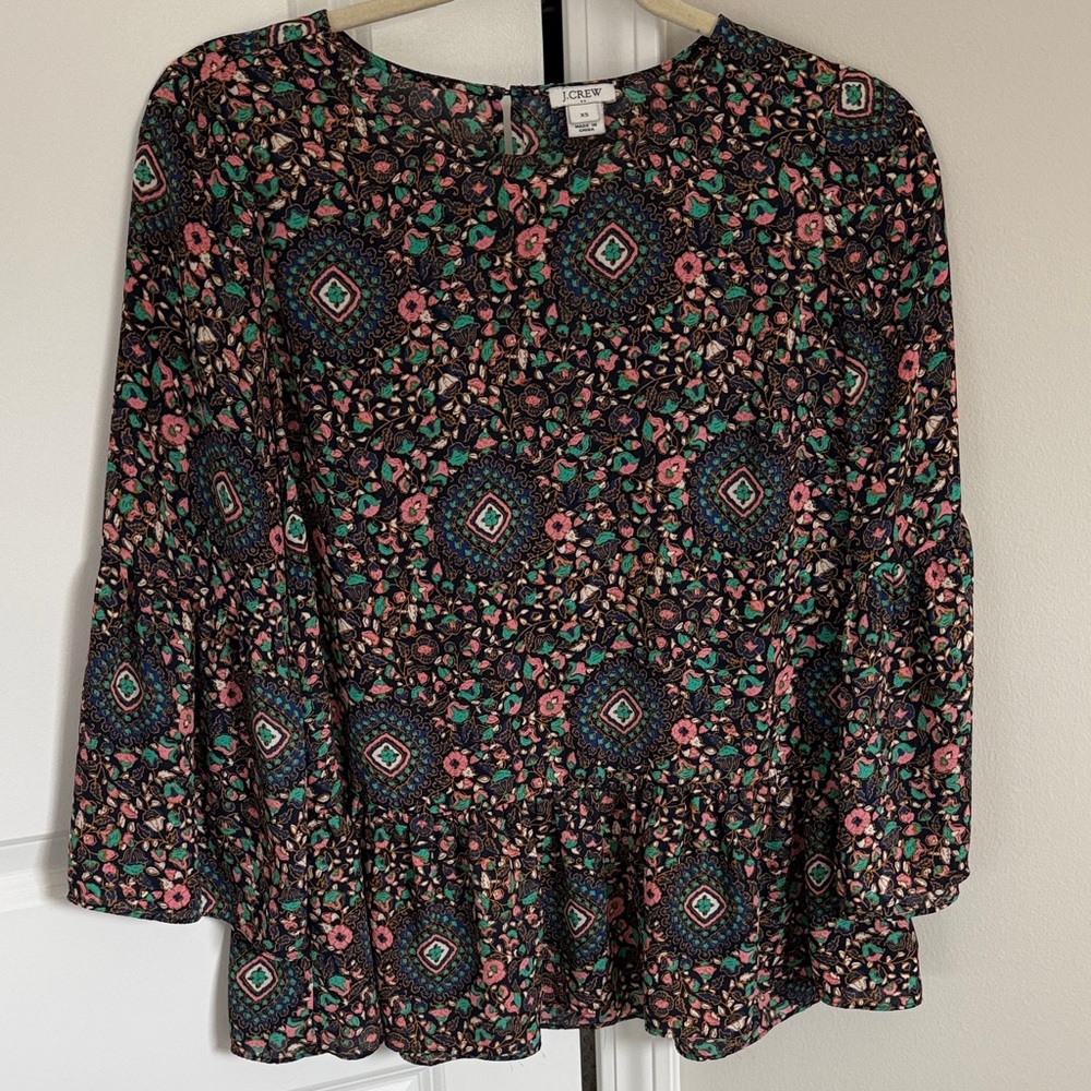 J. Crew Multicolor Peplum Blouse